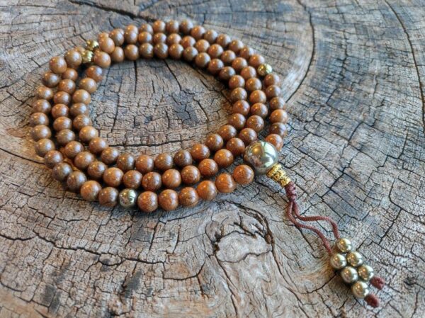 Gold Phoebe Ebony Mala with Gold Hematite