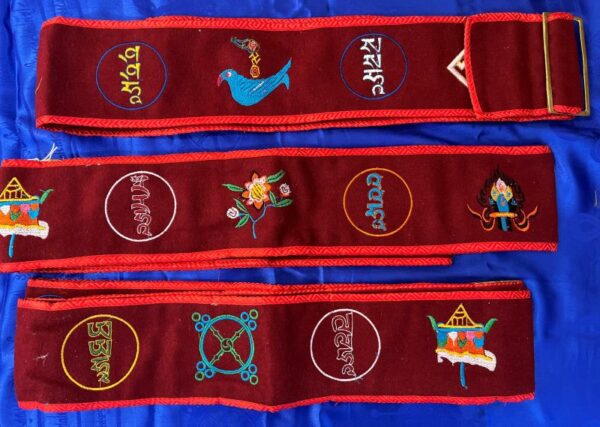 Embroidered Meditation Belt with Red Lining - Image 2